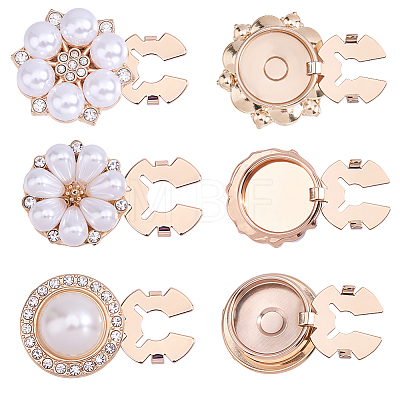 6Pcs 3 Styles Flat Round & Flower Alloy Resin Cufflinks FIND-ME0004-45-1
