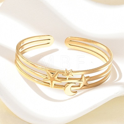 304 Stainless Steel Cuff Bangles for Women BJEW-B120-07G-03-1