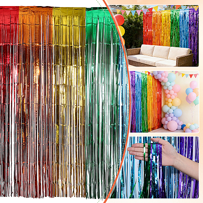 3Pcs PET Iridescent Metallic Party Tassel Streamers DIY-WR0005-71B-1