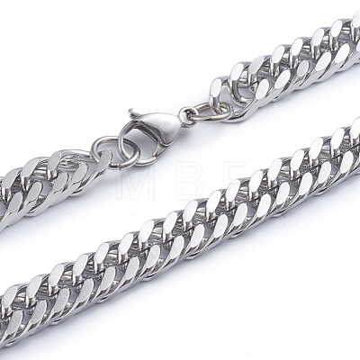 Non-Tarnish Men's 304 Stainless Steel Diamond Cut Cuban Link Chain Necklaces X-NJEW-L173-002B-P-1