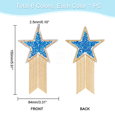   6Pcs 6 Colors Star Hotfix Resin Rhinestone(Hot Melt Adhesive On the Back) DIY-PH0006-98-1