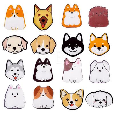 16 Pieces Acrylic Dog Brooch Pins Set JBR112A-1