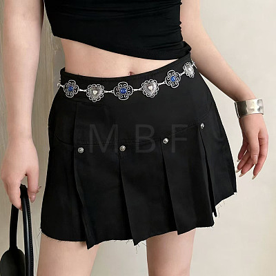 Boho Alloy Resin Blue Heart Flower Waist Chains WG5CDCC-01-1