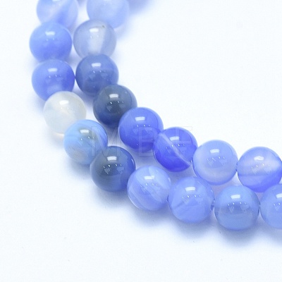 Natural Blue Chalcedony Beads Strands G-G765-30-10mm-1