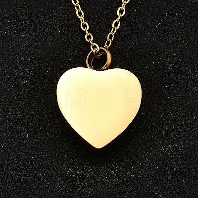 304 Stainless Steel Heart Cinerary Casket Pendant Necklaces NJEW-V002-02G-1