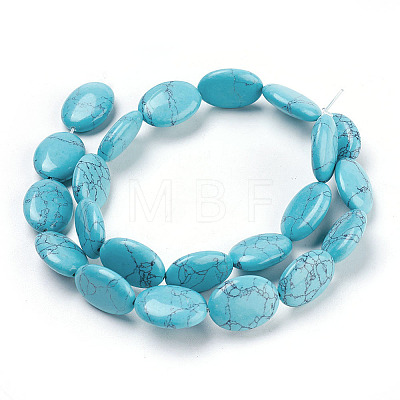 Flat Oval Gemstone Synthetic Turquoise Stone Beads Strands X-G-S113-11-1