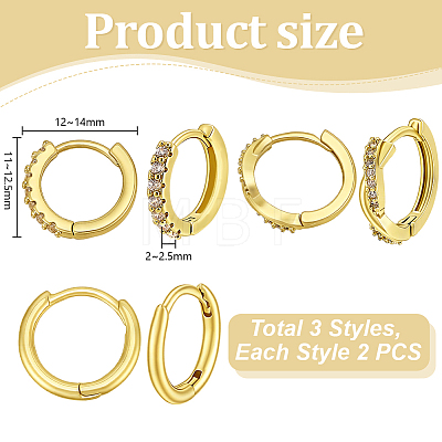 2Bags Brass Micro Pave Clear Cubic Zirconia Hoop Earrings EJEW-PH0001-55-1