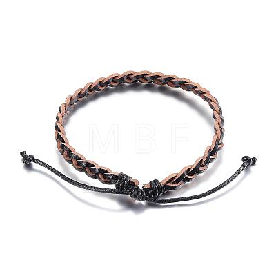 Adjustable Braided Leather Cord Bracelets BJEW-P099-21B-1
