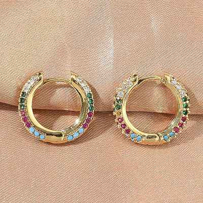 Brass Micro Pave Cubic Zirconia Hoop Earrings EJEW-C181-13G-1