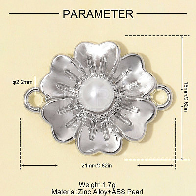 Zinc Alloy with ABS Plastic Imitation Pearl Connector Charms AL-OY001-36P-1