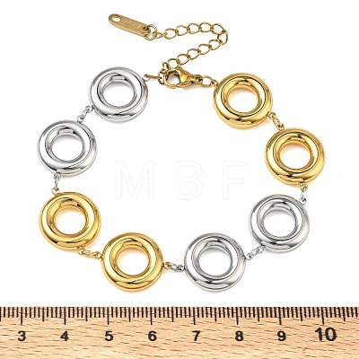 Two Tone 304 Stainless Steel Dual-Tone Orbit Chain Bracelets for Women BJEW-A169-14GP-1