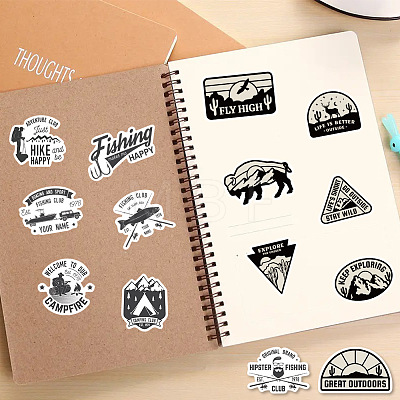 56Pcs 56 Styles Camping Themed PVC Plastic Stickers Sets STIC-P004-31-1
