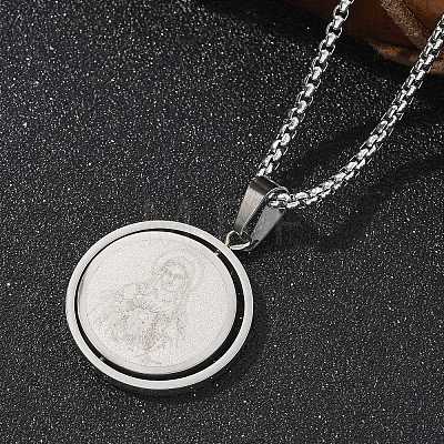 304 Stainless Steel Pendant Necklaces NJEW-Z058-01P-1