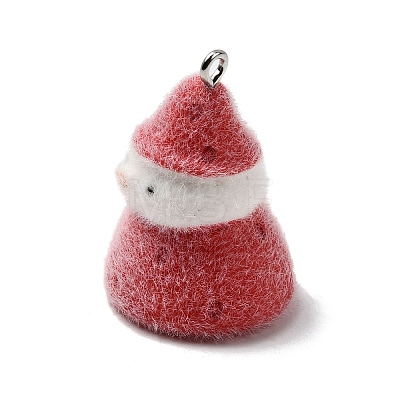 Christmas Flocky Opaque Resin Pendants LS-RESI-F062-04B-1