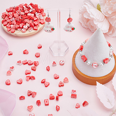 SUNNYCLUE 200Pcs 10 Styles Valentine's Day Theme Handmade Polymer Clay Beads CLAY-SC0001-72-1