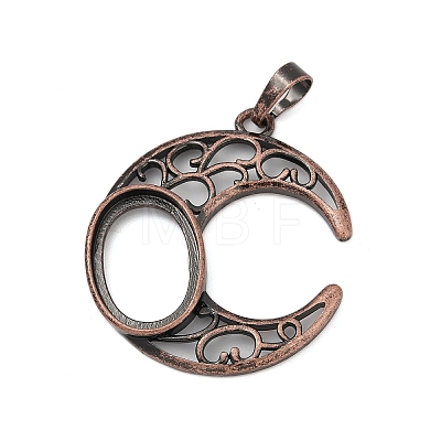 Moon Brass Pendant Cabochon Settings KK-S521-04RC-1