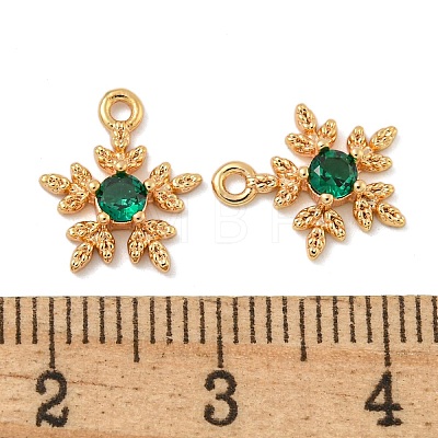 Flower Brass Micro Pave Cubic Zirconia Pendants KK-N254-102G-02-1