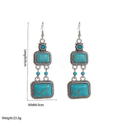 Synthetic Turquoise & Alloy Dangle Earrings WG371D0-01-1