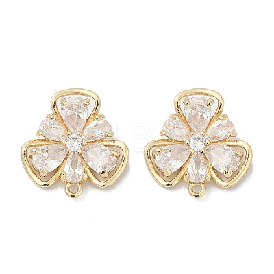 Brass Micro Pave Cubic Zirconia Stud Earring Findings KK-Z094-09G-1