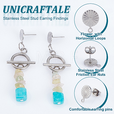Unicraftale 20 Pairs 304 Stainless Steel Stud Earring Findings STAS-UN0049-52-1