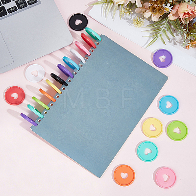 60Pcs 10 Colors Plastic Loose Leaf Ring Round Binder Discs FIND-GF0009-71-1
