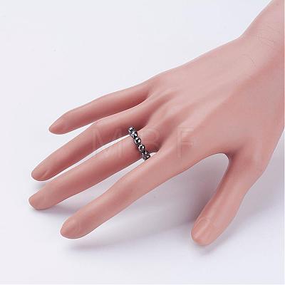 Non-Magnetic Synthetic Hematite Beads Stretch Rings RJEW-JR00193-1