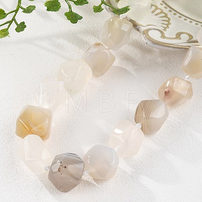 Natural White Agate Nuggets Beaded Necklaces for Women Men NJEW-K388-01S-1