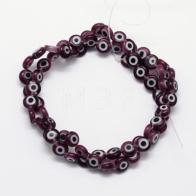 Handmade Evil Eye Lampwork Flat Round Bead Strands LAMP-L058-10mm-03-1