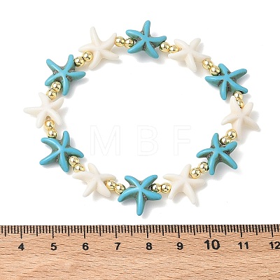 Synthetic Turquoise & Non-magnetic Hematite Beads Stretch Bracelets for Women Men BJEW-JB13728-02-1