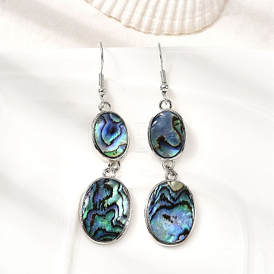Brass Natural Abalone Shell Dangle Earrings EJEW-F388-01A-P-1