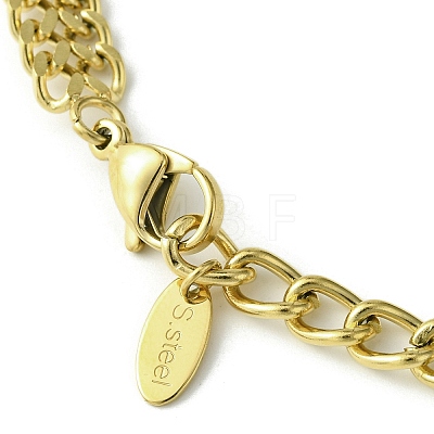 Natural Shell Clover Link Bracelets with 304 Stainless Steel Chains BJEW-Q775-08G-1