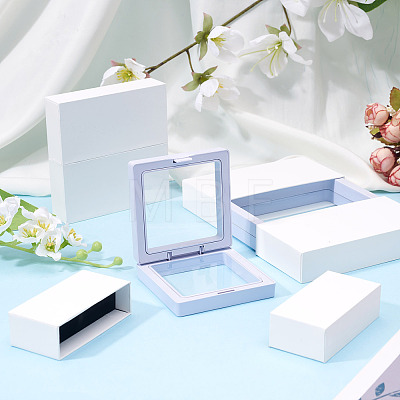 3 Bags 3 Styles Square Transparent PE Thin Film Suspension Jewelry Display Box CON-TA0001-38G-1