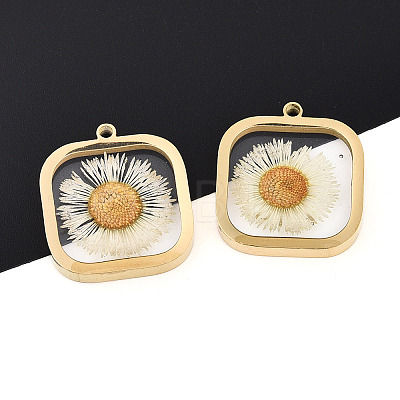 304 Stainless Steel Epoxy Resin Pendants STAS-T072-35-1