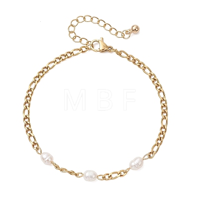 Natural Cultured Freshwater Pearl Beads Link Bracelets BJEW-JB13206-1