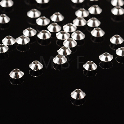 Silver Color Plated Brass Bicone Spacer Beads X-KK-EC008-S-NF-1