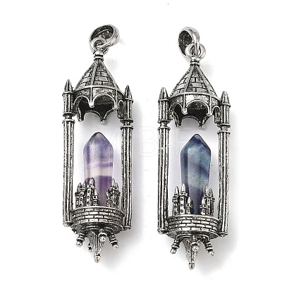 Natural Fluorite Faceted Pointed Bullet Shaped Big Pendants G-P613-01AS-03-1