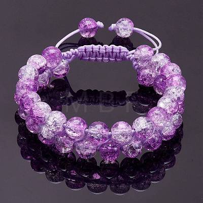 Sparkling Round Glass Braided Bead Bracelet BJEW-SW00082-07-1