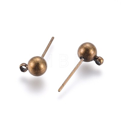 Brass Ball Post Ear Studs X-KK-C227-01AB-1