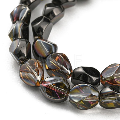Half Plated Electroplate Transparent Glass Beads Strands EGLA-G037-04A-HP01-1