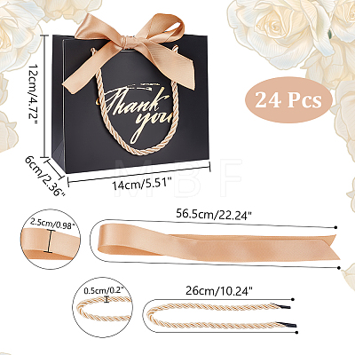 Rectangle Paper Wrapping Handle Bags with Ribbon CARB-WH0001-07C-1