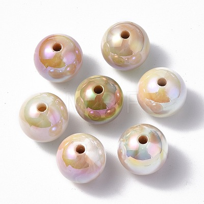 UV Plating Rainbow Iridescent Acrylic Beads PACR-E001-03A-1