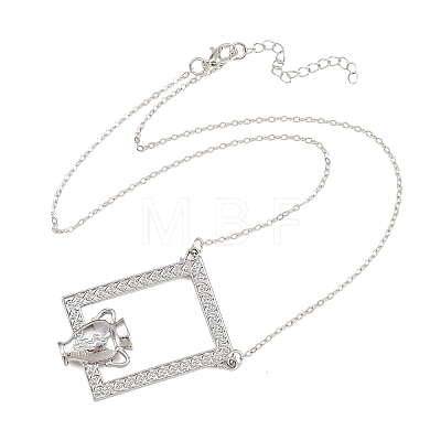 Alloy Rectangle Photo Frame with Vase Pendant Necklaces for Dried Flowers AL-CBA3C8B-18P-1