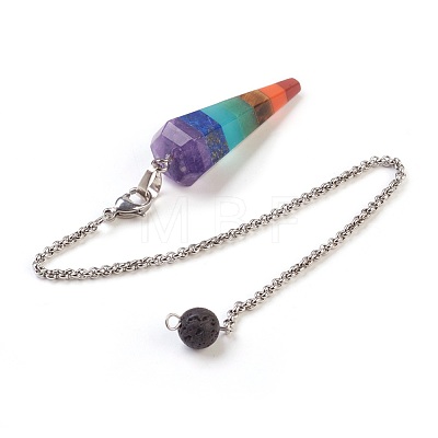 Natural/Synthetic Mixed Stone Chakra Hexagonal Pointed Dowsing Pendulums PALLOY-JF00350-1