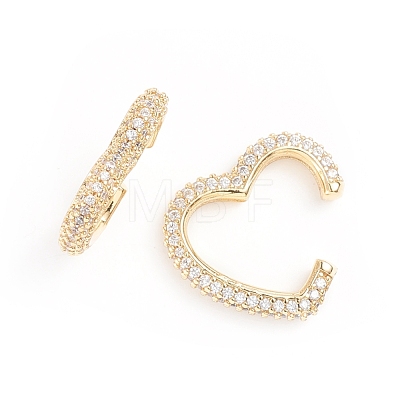 Brass Micro Pave Clear Cubic Zirconia Cuff Earrings EJEW-G274-05G-1