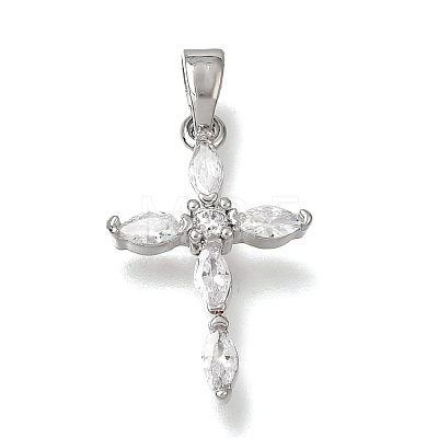 Brass Micro Pave Clear Cubic Zirconia Pendants CU-CBA9883-05B-P-1