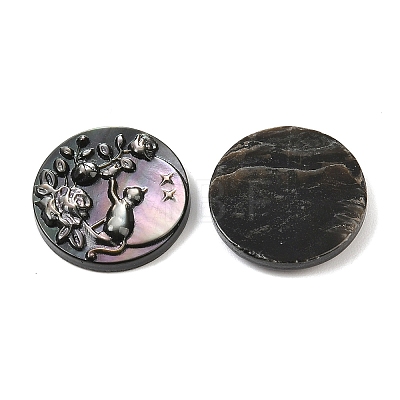 Natural Black Lip Shell Carved Cabochons SSHEL-B006-01B-C-1