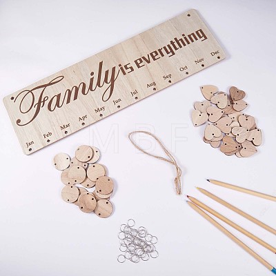 Wooden Family Birthday Reminder Calendar Hanging Board for Important Dates JX068A-1