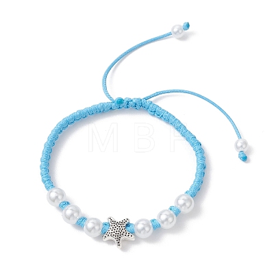 ABS Plastic Imitation Pearl Beads Braided Bead Bracelets for Women BJEW-JB13064-1