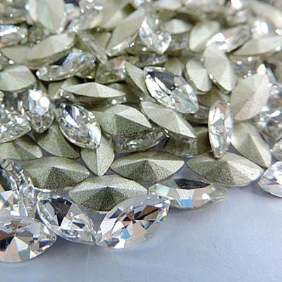 Glass Pointed Back Rhinestone Cabochons RGLA-A011-9x18mm-M-1