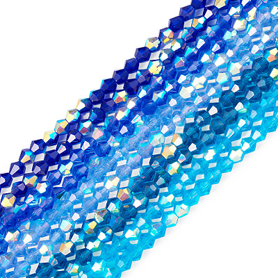 10 Strands 5 Colors Electroplate Transparent Glass Beads Strands EGLA-TA0013-78B-1